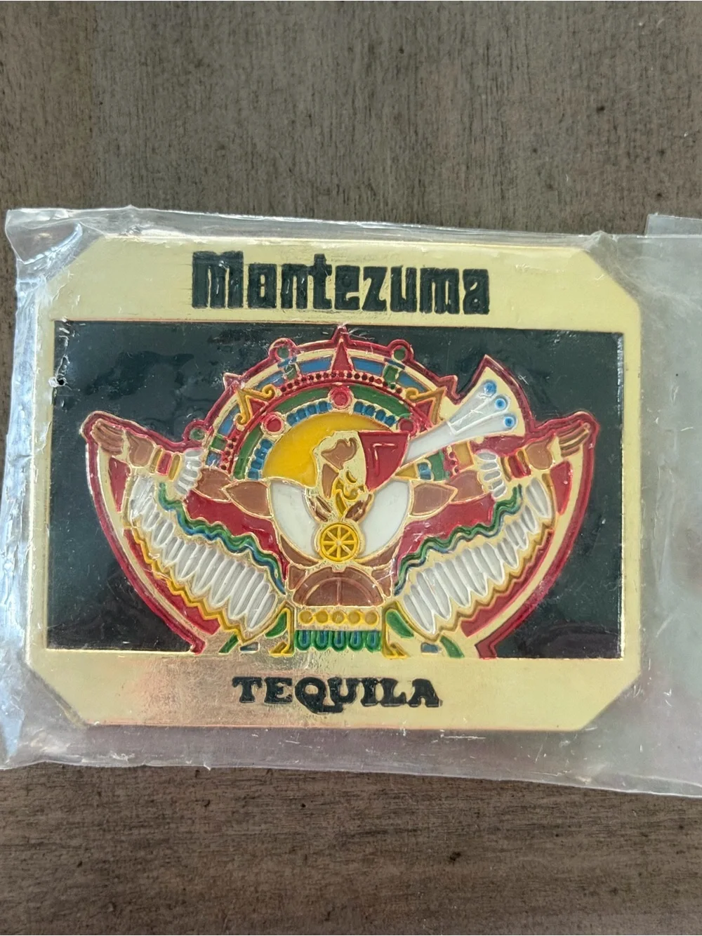 Vintage Montezuma Tequila Aztec Eagle Warrior Belt Buckle New In Package